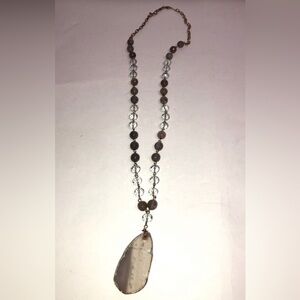 Beaded necklace with geode like‎ pendant vintage classic